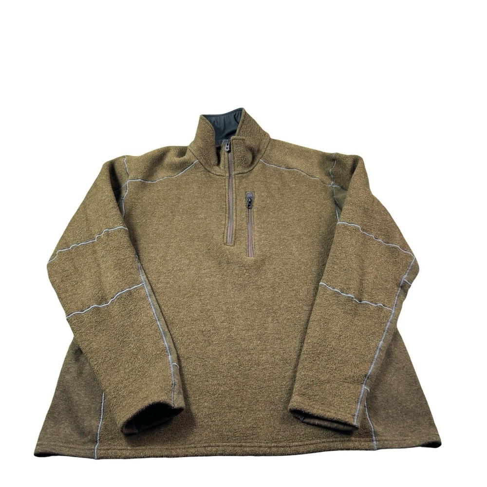 Kuhl Polyester Brown Fleece Half Zip Men's Pullover Sweater‎ Size 2XL